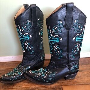 Circle G by Corral Women's Cowboy Boots 7.5 Turquoise Blue Cross Design